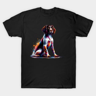 Lively Small Munsterlander Pointer in Vivid Splash Art T-Shirt